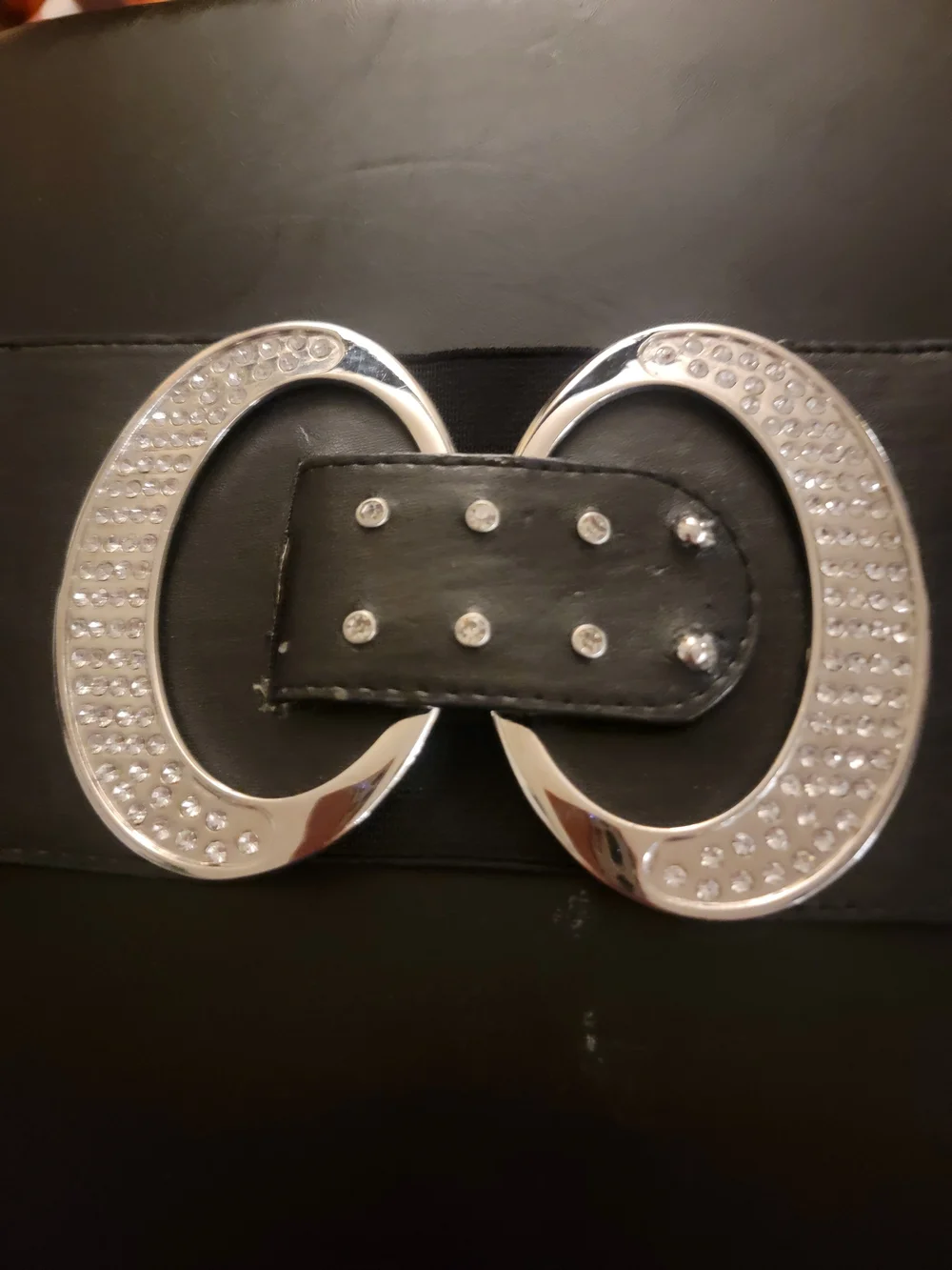 Torrid Black Womens Stretch Waist Belt with Rhinestone Silver Buckle SZ 2X 18/20